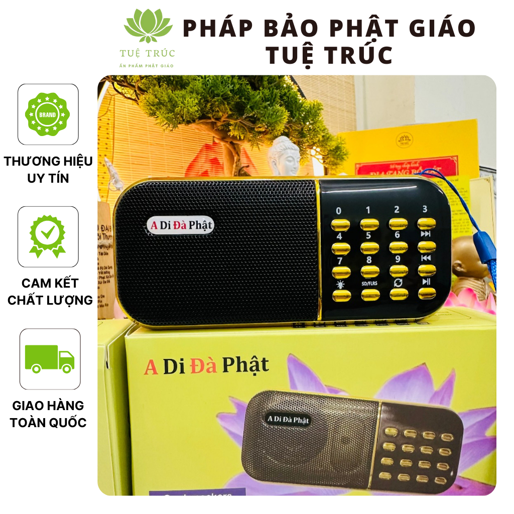 Máy Niệm Phật-Máy Nghe Pháp Chất Lượng Cao- Sẵn 54 Bài Niệm Phật-2pin-Có Đèn Pin