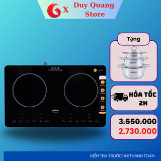 Bếp từ dương đôi, bếp từ đôi Goldsun GDI7402 chất liệu mặt kính chịu lực có màn hình Led, bảo hành 24 tháng