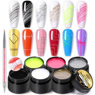 BORN PRETTY Set Sơn Gel Vẽ Móng Cọ Nét Sơn Móng Tay Tự Khô Sơn gel