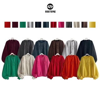 Áo nỉ sweater nam thêu chữ nổi INS,Áo hoodie nỉ cổ tròn vải lót bông dày dặn form rộng phong cách Hàn Quốc nam nữ mặc ..