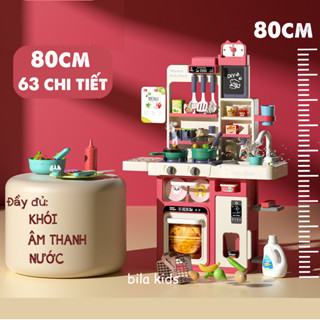  đồ chơi nấu ăn cho bé CAO 80CM có khói âm thanh vòi nước mô phỏng nấu bếp thật đồ chơi cho bé gái bé trai trẻ em 