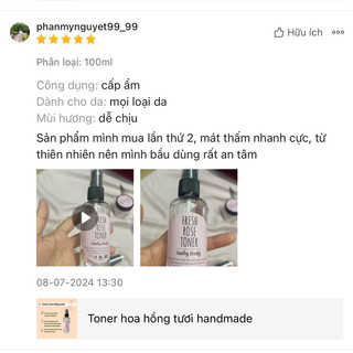 Toner hoa hồng tươi dưỡng da