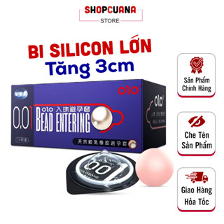 Bao Cao Su OLO Bi Xanh Giúp Tăng 3cm, BCS Siêu Mỏng 001 Bead Entering (Tặng 1 Bi). Hộp 10C