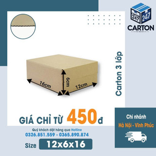 (Combo) 10 hộp carton 12x6x16  đóng hàng hộp giấy giá rẻ