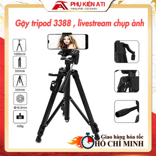 Gậy chụp ảnh TRIPOD 3388: Cao tối đa 1m5, chắc chắn, Có khiển Bluetooth chụp xa, Gấp gọn thuận tiện di chuyển - Loại tốt
