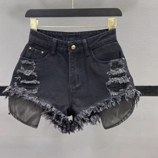 Quần short rách túi lòi mã, Quần Short Jeans Kaki Trắng Đen Nữ Lưng Cao Chất Vãi Dày Dặn