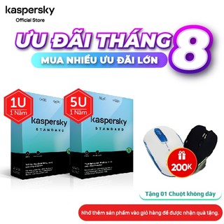 Combo Phần mềm diệt virus Kaspersky Standard (1 Thiết bị/năm và 5 Thiết bị/năm) | 2 Hộp sản phẩm riêng biệt