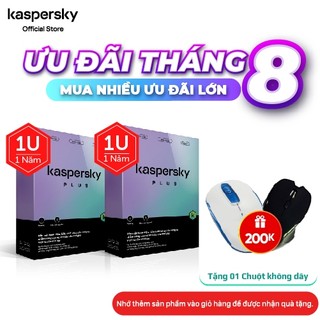 Combo 2 Phần mềm diệt virus Kaspersky Plus 1 Thiết bị/năm - 2 Hộp sản phẩm, tương đương 2 KEY KÍCH HOẠT riêng biệt