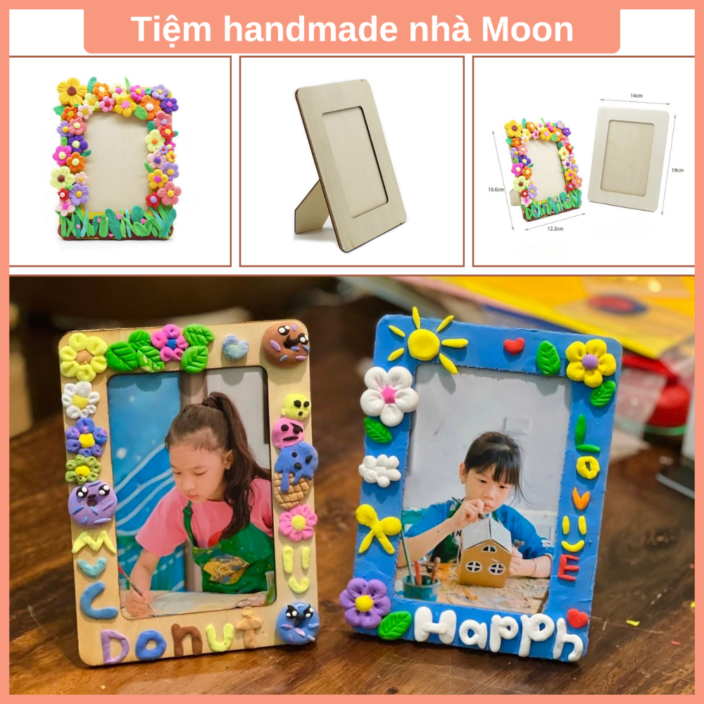Khung Ảnh Gỗ Làm Handmade – Khung Ảnh Làm Đất Nặn Cho Bé DIY - Handmade Nhamoon