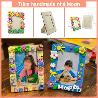 Khung ảnh gỗ làm handmade, Khung ảnh làm đất nặn cho bé