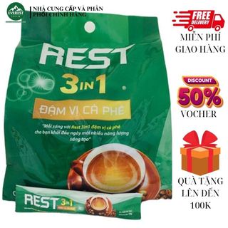 Cà phê hòa tan rest 3in1 everest coffee, cafe hòa tan đậm vị cà phê, dùng nhanh tiện lợi r50