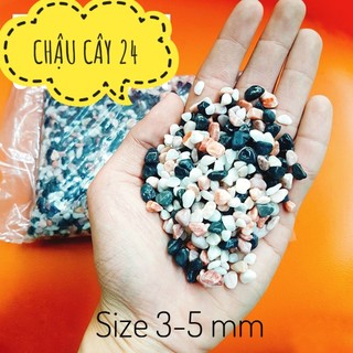 Sỏi trang trí chậu cây, terrarium, sen đá loại 1 KG ba màu size 3-5 mm