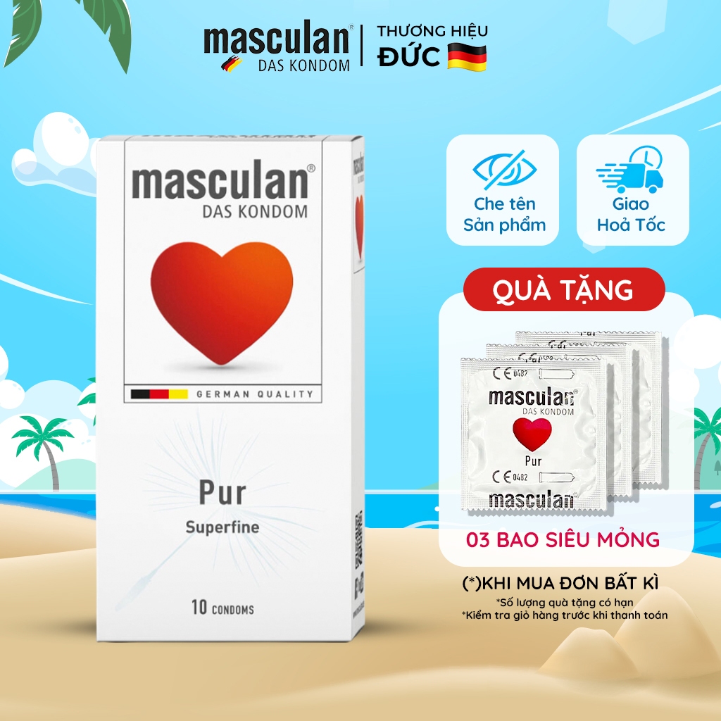 Bao Cao Su Siêu Mỏng Masculan Superfine - Mỏng chân thật - Không Mùi Cao Su - Hương thơm độc quyền