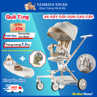 XE ĐẨY EM BÉ [TẶNG CHIẾU CÓI + KHAY ĂN DẶM] Xe Đẩy Xoay Chiều Cao Cấp Xe Đẩy Em Bé Gấp Gọn Thuận Tiện Du Lịch LEMKIDS