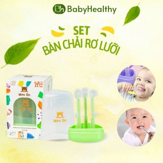 (Có hộp) Rơ lưỡi và bàn chải đánh răng silicon cho bé từ 0 - 18 tháng