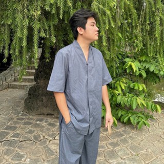 (BÀ LAI NAM) Trang phục truyền thống, đồ lam nam đi chùa, Quần áo lam Phật tử nam, đồ bộ mặc nhà vải TICI