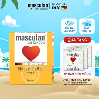 Bao cao su Đức Masculan Ribbed&Dotted - Có gân và chấm hạt - Mùi thơm độc quyền