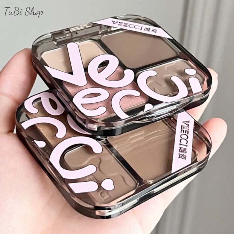 Bảng Phấn Tạo Khối VEECCI Hightlight Bắt Sáng Tự Nhiên Tích Hợp Má Hồng Lâu Trôi Chống Nước ( Chính 