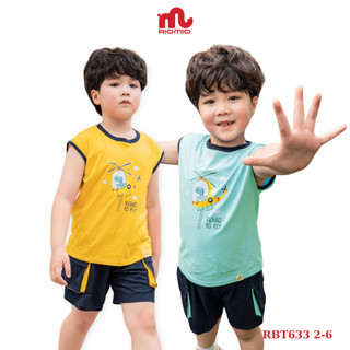 Bộ quần áo bé trai mùa hè RIOMIO in hình khủng long chất liệu cotton cho bé 13-27kg RBT633