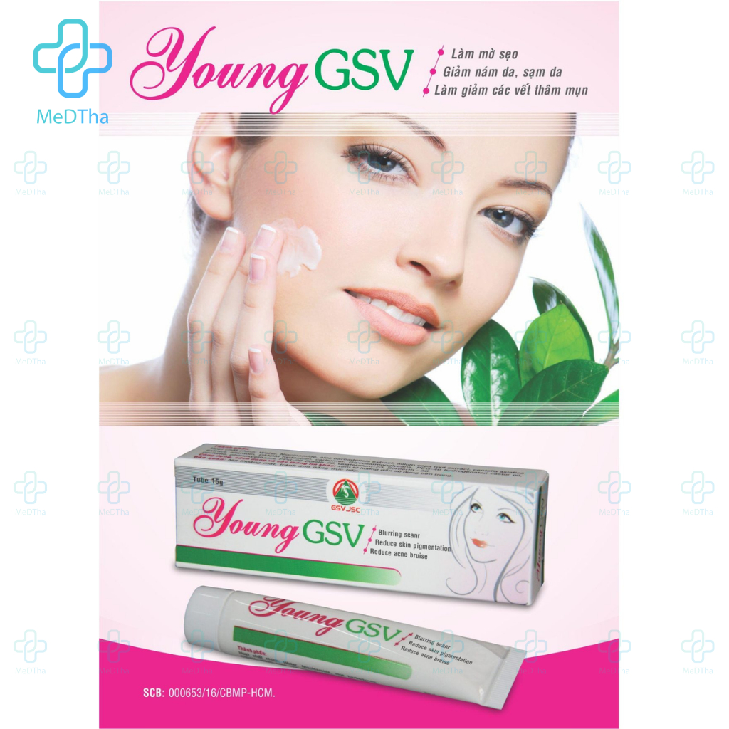 Young GSV - Gel Làm Mờ Sẹo, Mờ Thâm Mụn, Giảm Thâm Nám, Sạm Da, Dưỡng Da (Tuýp 15g)