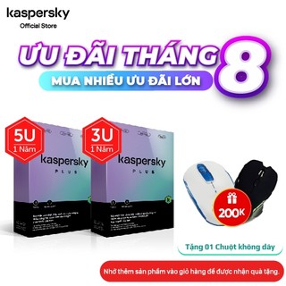 Combo Phần mềm diệt virus Kaspersky Plus (3 Thiết bị/năm và 5 Thiết bị/năm) | 2 Hộp sản phẩm riêng biệt