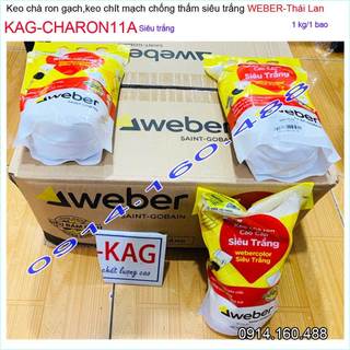 1Kg Keo chà ron Thái Lan trắng KAG-CHARON11A, bột chít mạch weber Thailand ron gạch chống thấm-chống rêu mốc cho nhà WC