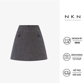 Chân váy chữ A, đầm nữ NKN Metalic màu xám, thiết kế túi chéo, dáng chữ A basic, chất liệu cao cấp.