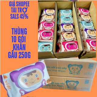 Thùng khăn ướt baby wipes 10 gói cao cấ.p Combo 10 gói khăn ướt 250g,10 gói khăn ướt Vila 250g
