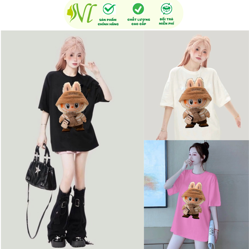Áo thun cặp nam nữ tay lỡ unisex form rộng - Áo thun LABUBU ái thun cho hội nhóm - Áo phông Người Đẹp Vì Lụa