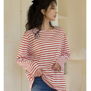 Áo thun nữ tay dài kẻ sọc trắng đen cổ thuyền vải thun cotton 100% dày dặn mềm mịn, áo thun nữ tay dài dáng vừa trẻ trun