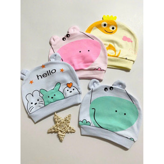 Mũ Sơ Sinh Cho Bé Vải Thun Mềm Co Dãn 4C mã nền màu