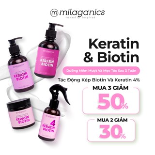 [MUA 3 GIẢM 50%] Combo Biotin & Keratin MILAGANICS hỗ trợ mọc tóc: dầu gội, dầu xả, xịt dưỡng tóc