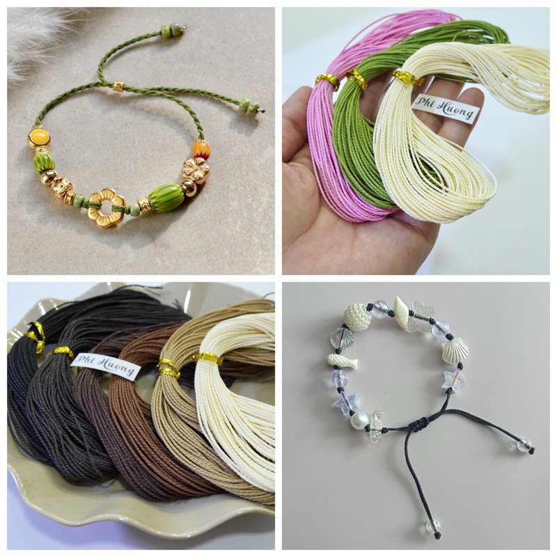 Set 20 mét dây sáp Đài Loan size 1.0mm dùng xỏ vòng đeo tay handmade, làm dây treo điện thoại