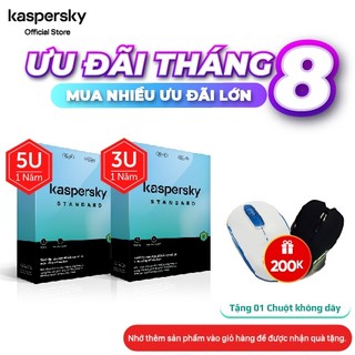 Combo Phần mềm diệt virus Kaspersky Standard (3 Thiết bị/năm và 5 Thiết bị/năm) | 2 Hộp sản phẩm riêng biệt