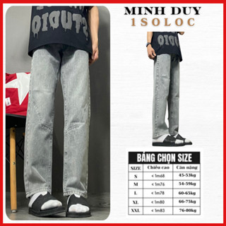 Quần Jean Nam Bagy Form Suông Ống Suông Wash Phong Cách Màu Rêu Bạc - Quần Jean ống suống MÃ 112