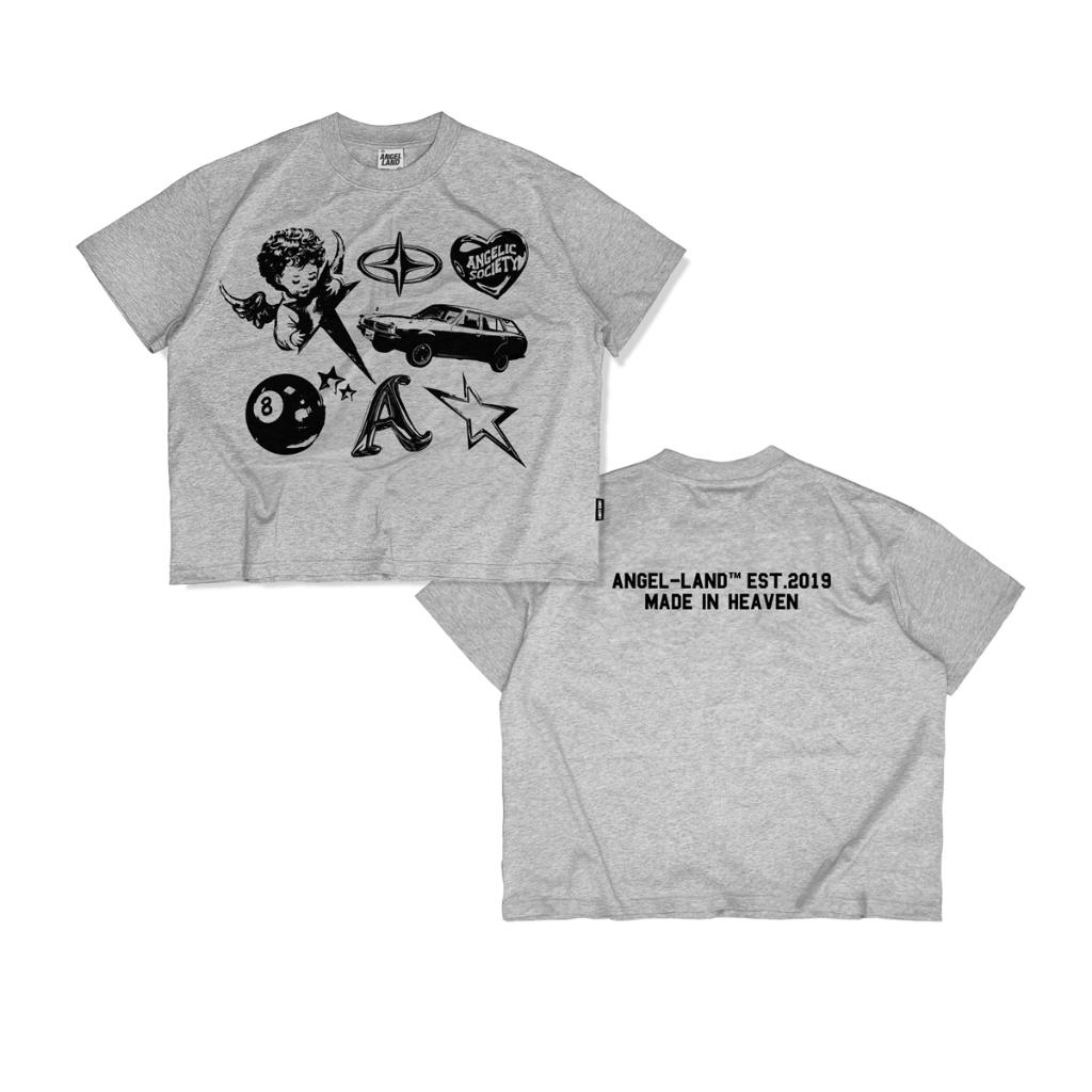 Áo Thun Form Boxy Angelic Society The Star Màu Xám Tiêu Angel Land Chính Hãng | BigBuy360 - bigbuy360.vn