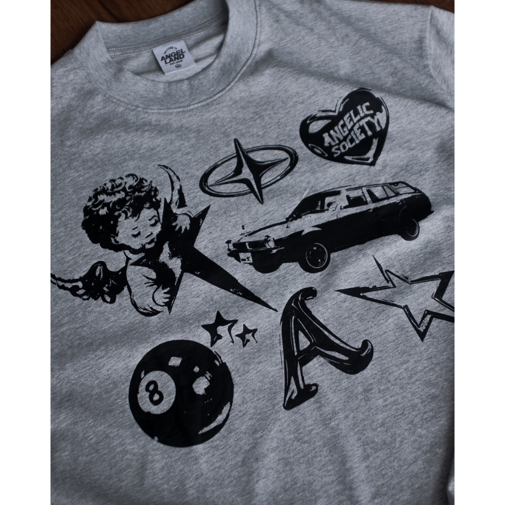 Áo Thun Form Boxy Angelic Society The Star Màu Xám Tiêu Angel Land Chính Hãng | BigBuy360 - bigbuy360.vn