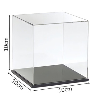 Hộp mica enter box101 10x10x10cm mica dày 2mm, đế đen 5mmx2 vuông