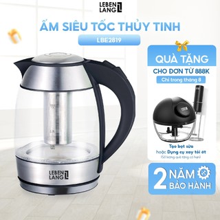 Ấm siêu tốc bình siêu tốc thủy tinh Lebenlang LBE2819 gồm lõi lọc trà bằng inox 1.8 lít, thương hiệu Đức, bảo hành 2 năm