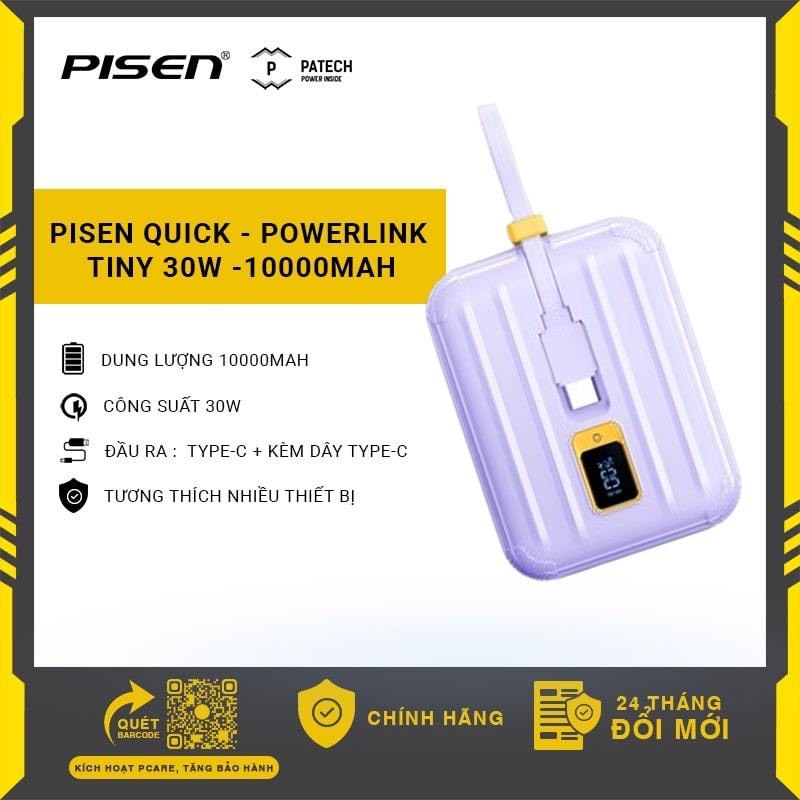 Sạc dự phòng nhỏ gọn, sạc nhanh 10000mah PISEN QUICK PowerLink Tiny 30W - Hàng chính hãng, bảo hành 24 tháng