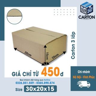 (Combo) 10 hộp carton 30x20x15 đóng hàng hộp giấy giá rẻ