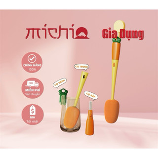 Cọ rửa bình sữa nước chai lọ cốc hình CÀ RỐT 3 trong 1