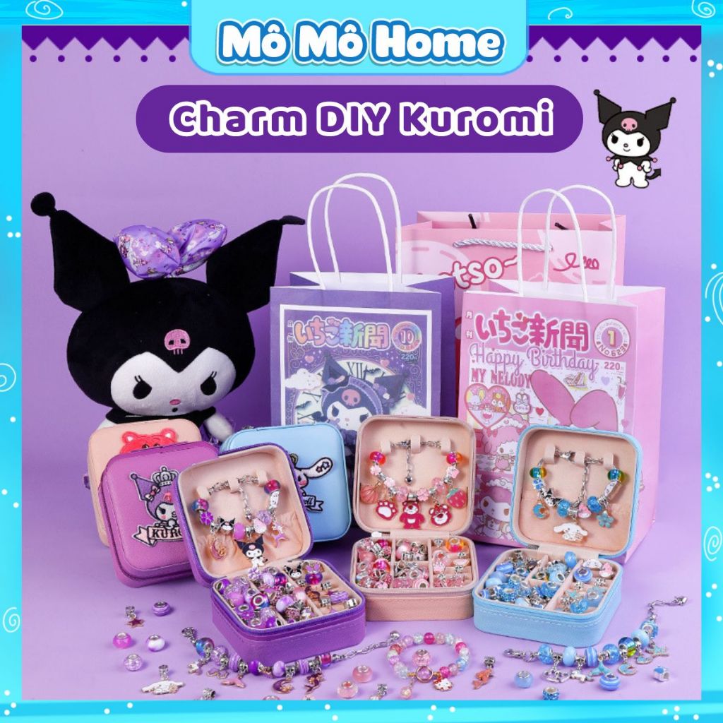  Vòng tay Kuromi charm sanrio pandora 66 chi tiết DIY full hộp đựng quà tặng bé Mickeyshsop 
