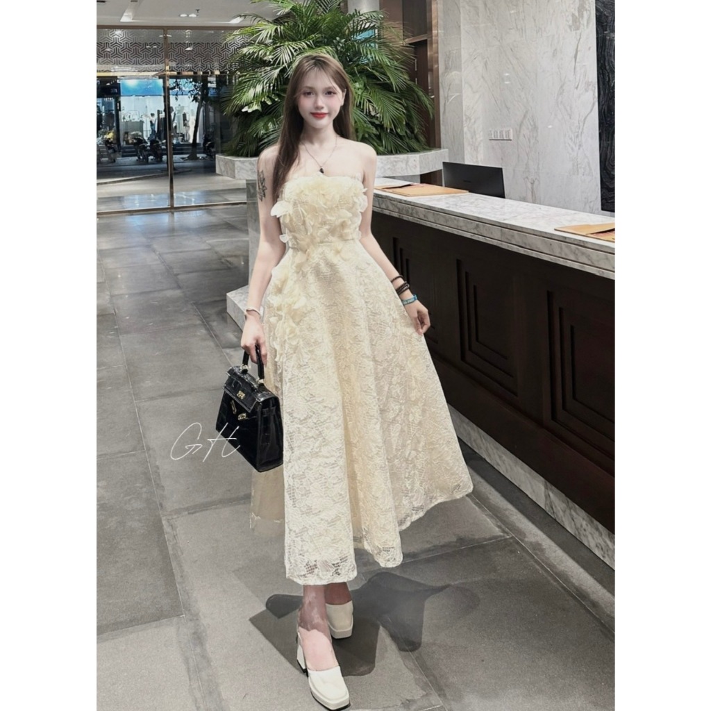 Váy ren dáng dài thiết kế cúp ngực đính hoa PH07 size SML