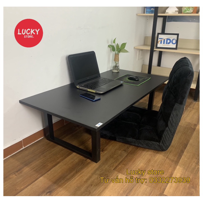 Bàn làm việc chân xếp ,gấp gọn, Ngồi bệt khung sắt dày liên kết chắc chắn, mặt bàn mdf phủ melamin chống xước 100%