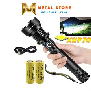 Đèn pin cầm tay siêu sáng XHP70 METAL STORE đèn pin chiếu xa chống nước