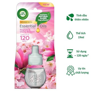 Chai tinh dầu cắm điện Air Wick Refill AWK2274 Magnolia & Cherry Blossom 19ml (Hoa mộc lan, hoa anh đào), điện 220V