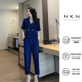 Áo vest nữ, vest ngắn tay NKN Cameria màu xanh navy, thiết kế dáng croptop, chất liệu cao cấp.