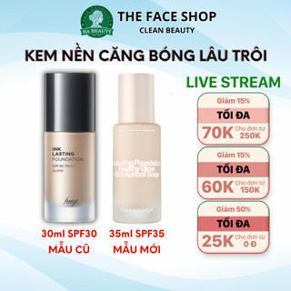  Kem nền hiệu ứng căng bóng lâu trôi The Face Shop Ink Lasting Foundation Glow SPF30 PA++ 30ml che khuyết điểm 