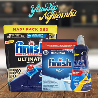 [HCM] Combo Viên rửa bát finish Quantum Ultimate 60 viên + Muối 1.5kg + Nước làm bóng 400ml Chính hãng